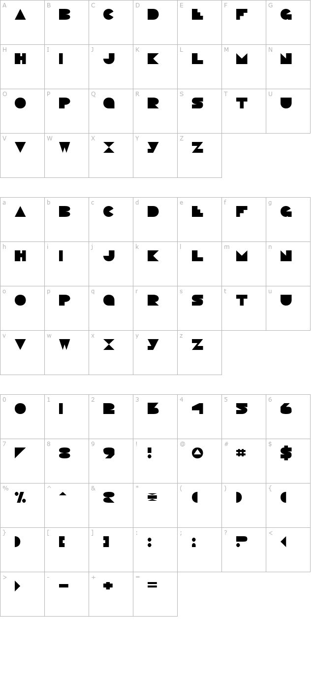 pacmania-normal character map