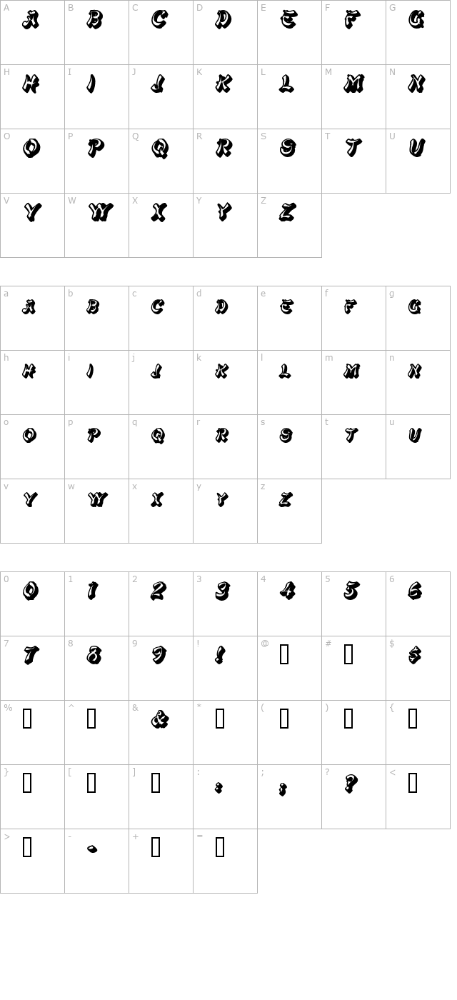 PagodaSCapsSSK BoldItalic character map