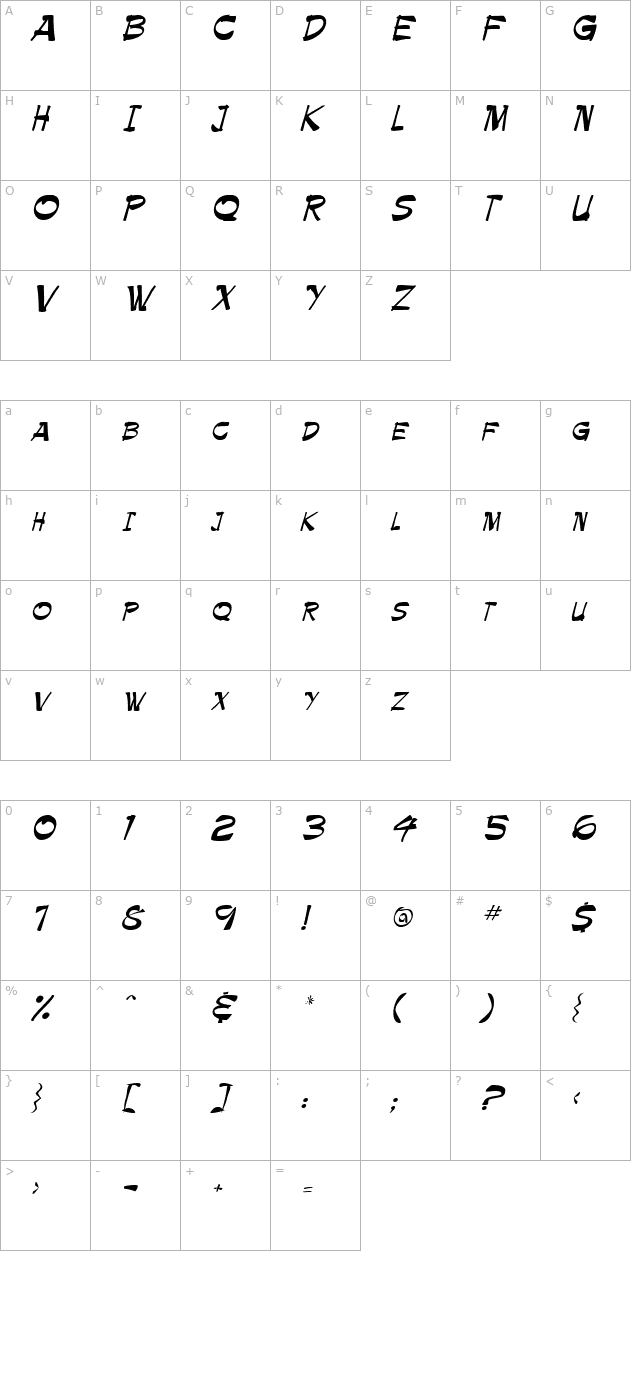 paintbrush-regular character map