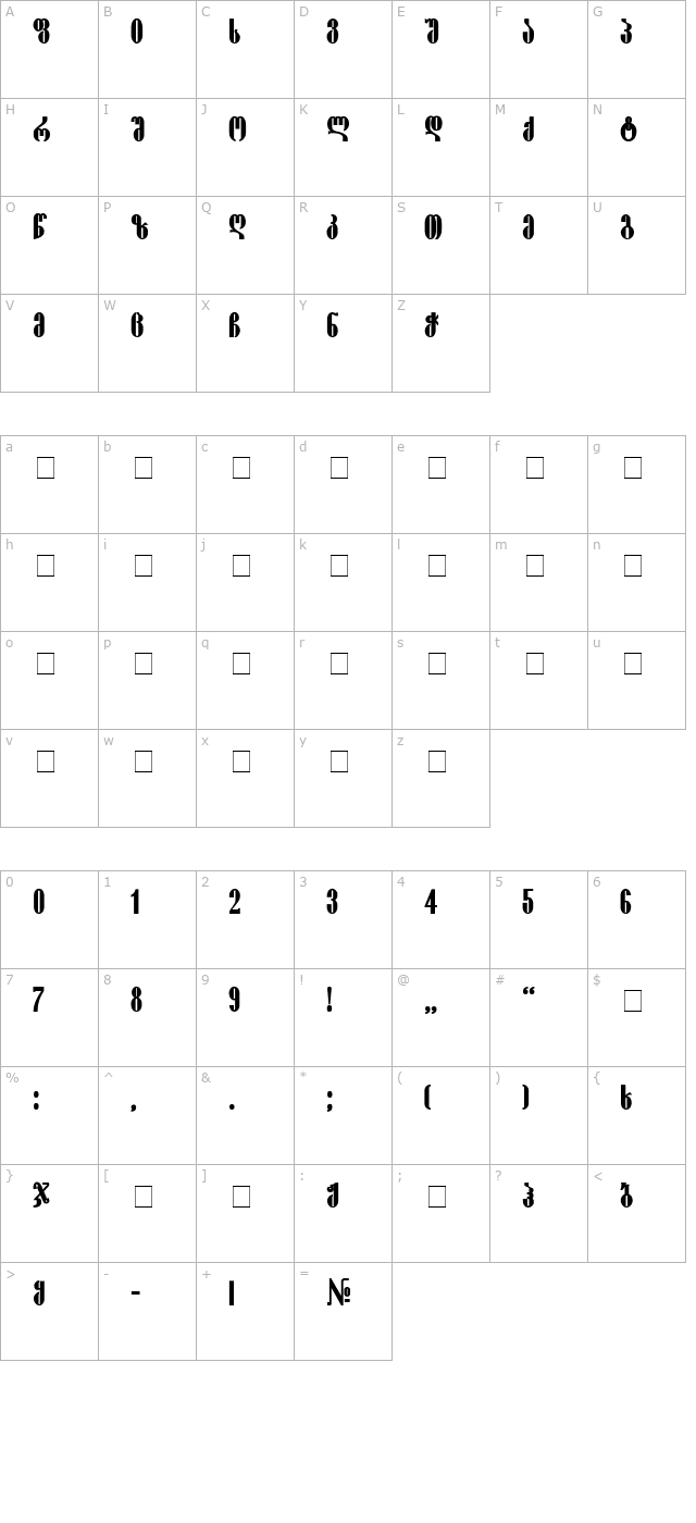 pakizy-itv-bold character map