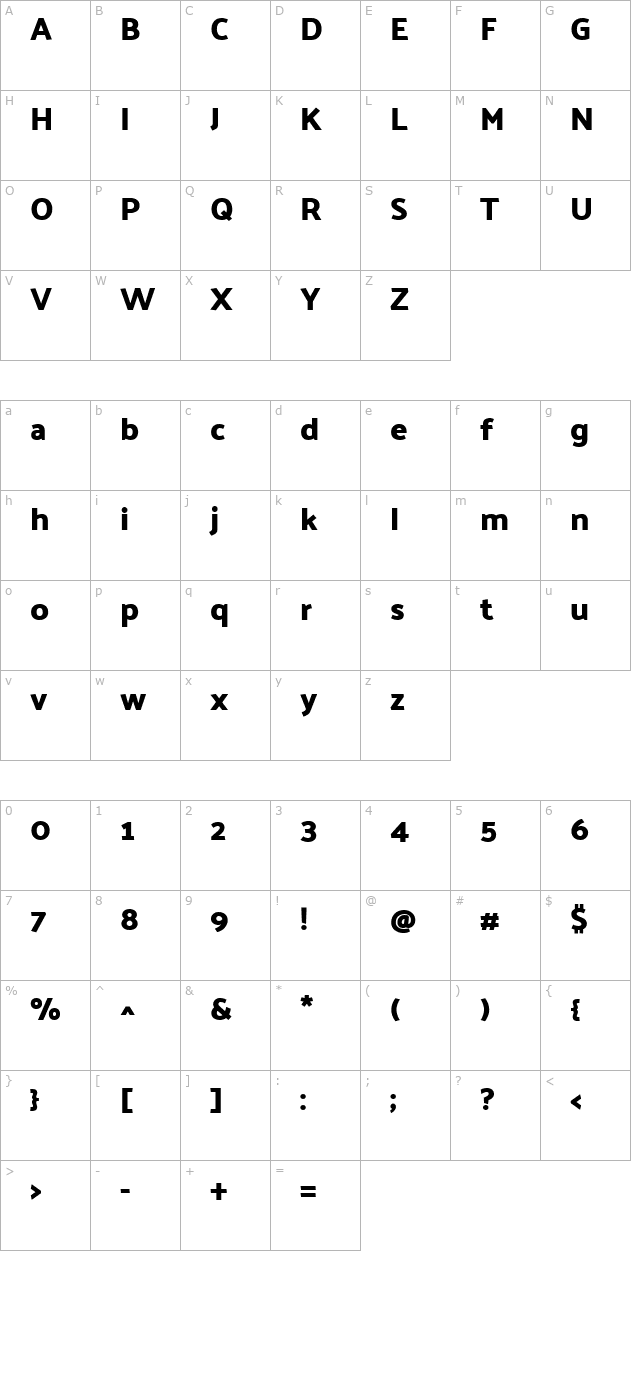 Palanquin Dark SemiBold character map