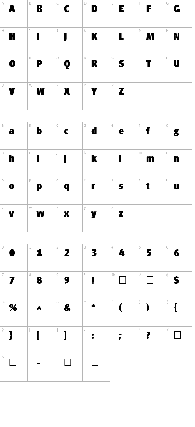 palent-regular character map