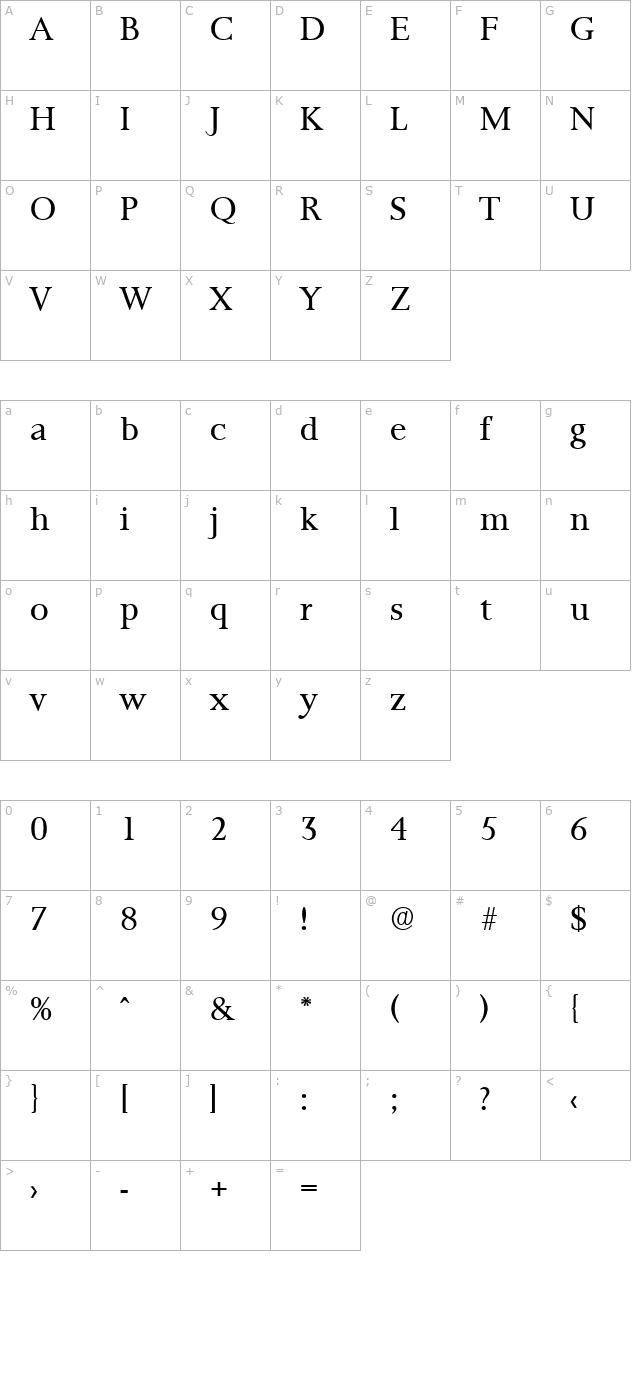 Palermo-Serial-Light-Regular character map