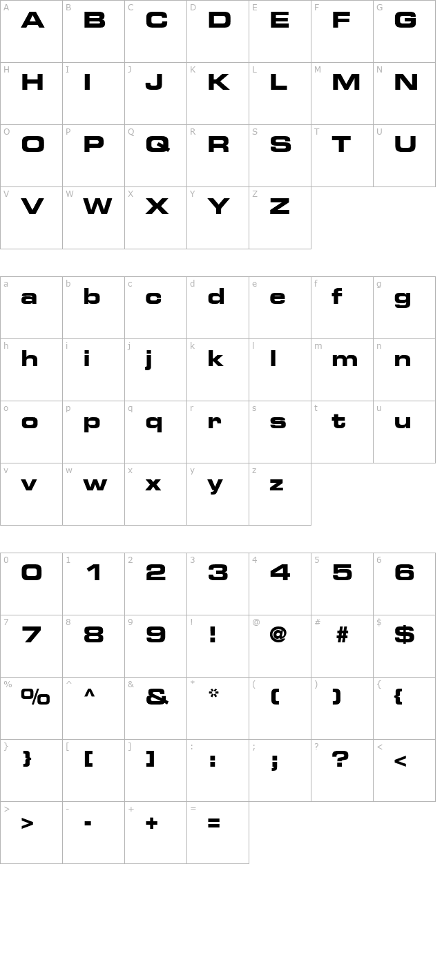 palindrome-expanded-ssi-bold-expanded character map