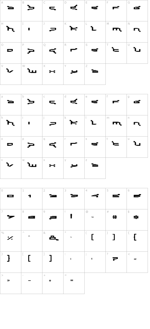 Panic-Outline character map