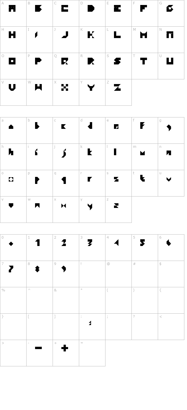 Paper Bold character map