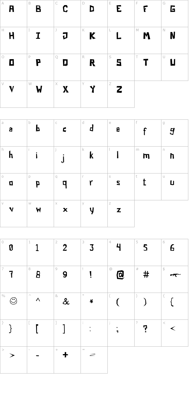 Paper Cuts 2 character map