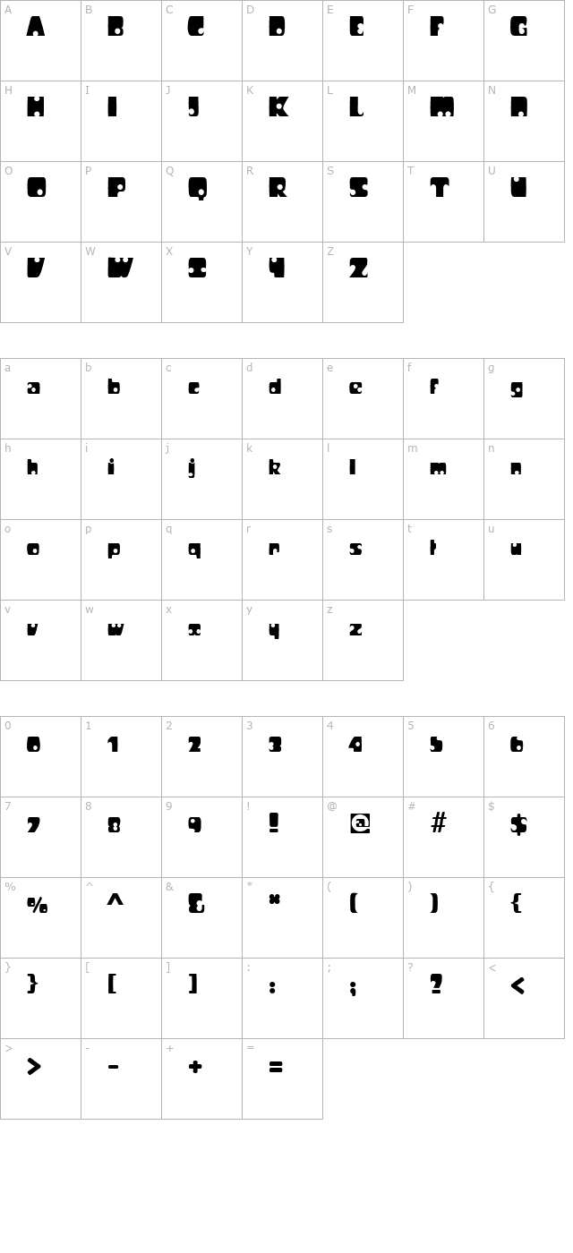 Paper Punch character map