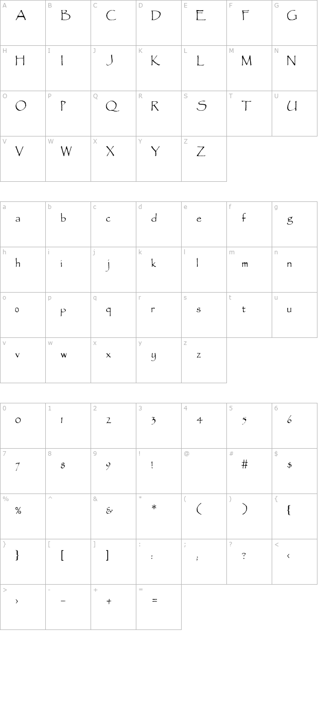 Paradox-Light character map