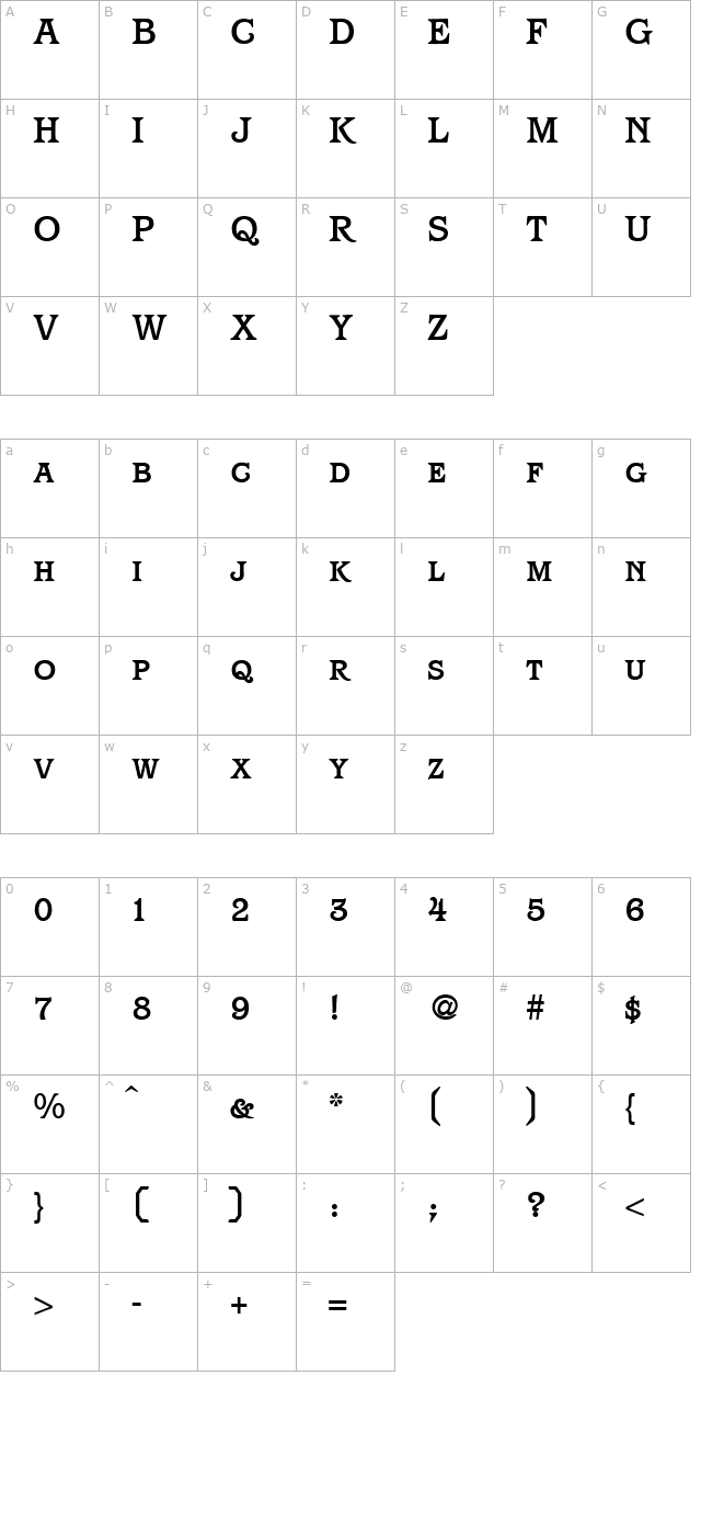 ParagonSmc-Bold character map