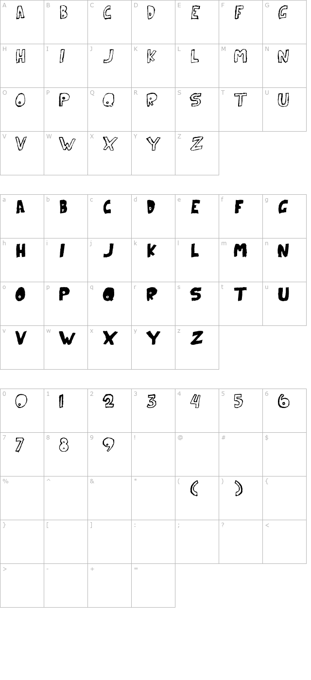 paranoid-rabbit character map