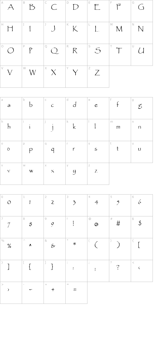 parchment-regular character map