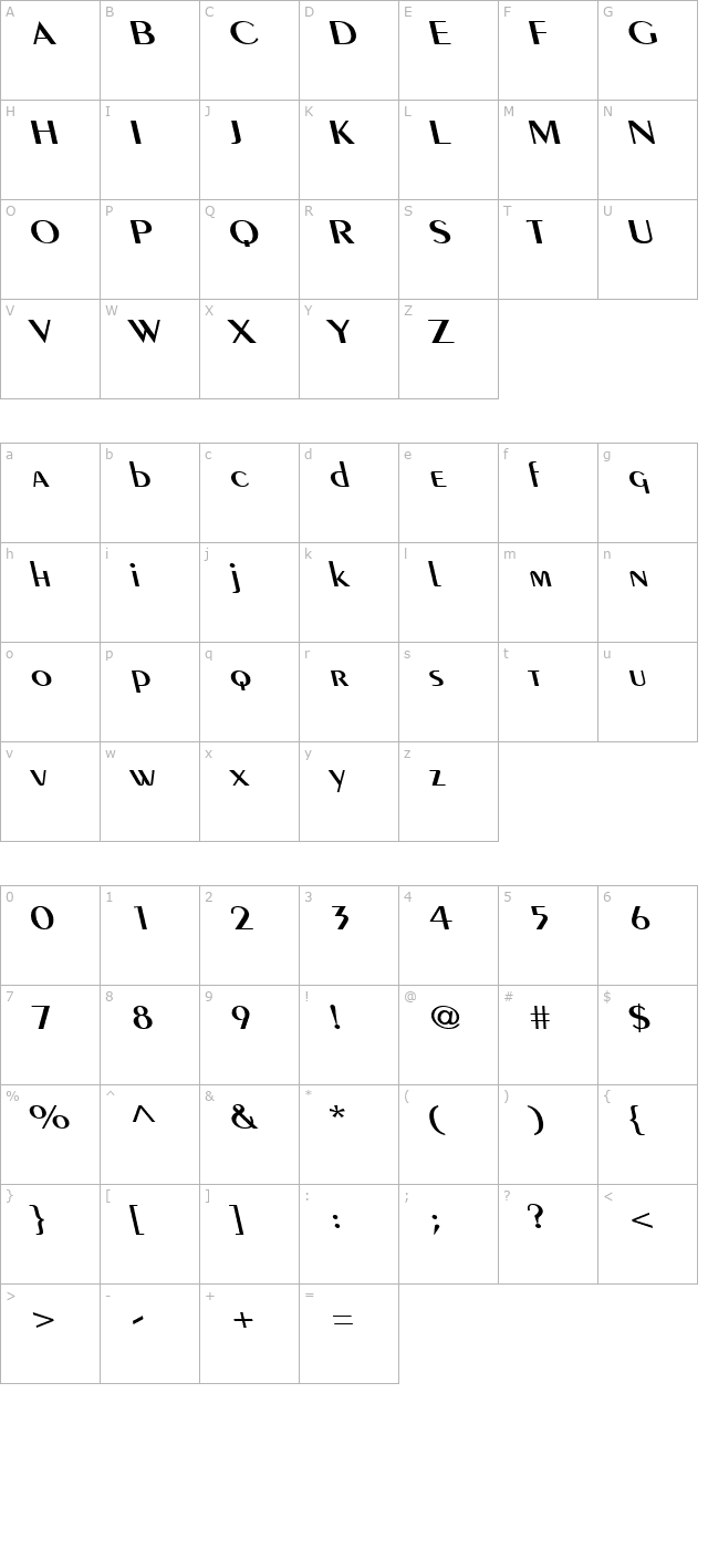 pare-wide-reverse-italic character map