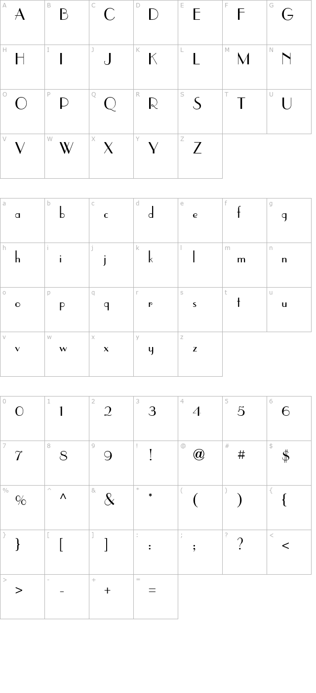 Parisian ICG character map