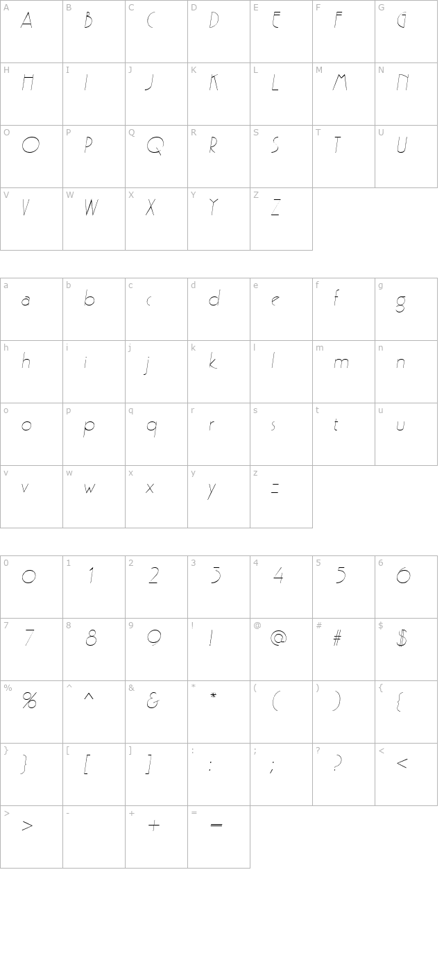 parisian-sf-italic character map