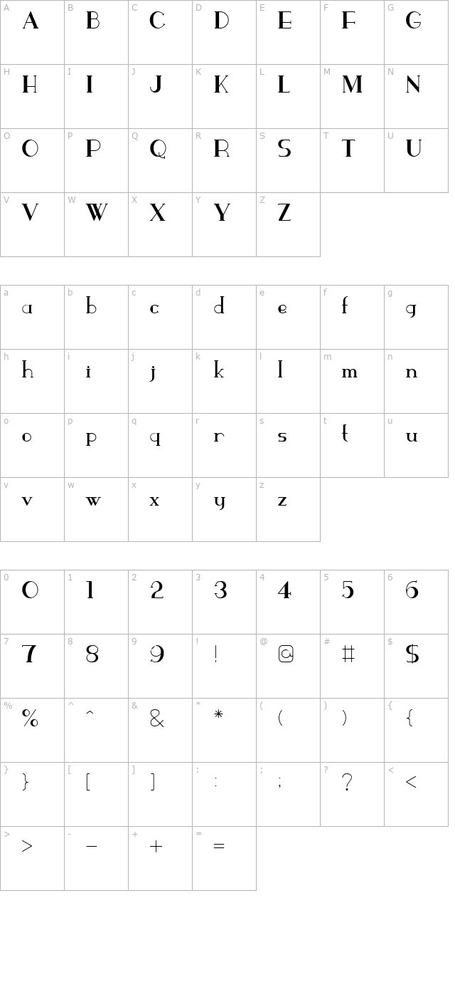 parismatchregular character map