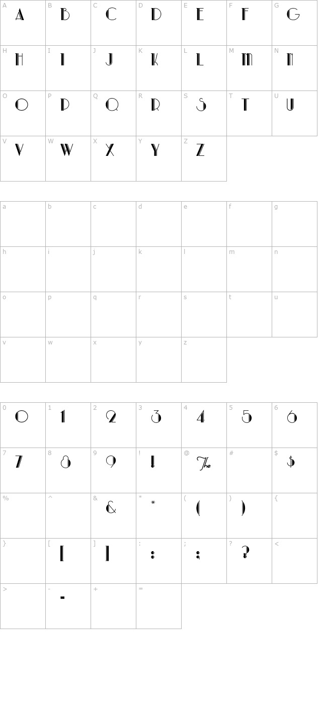 parklane character map