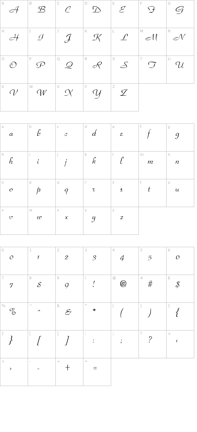 parkplace-regular character map