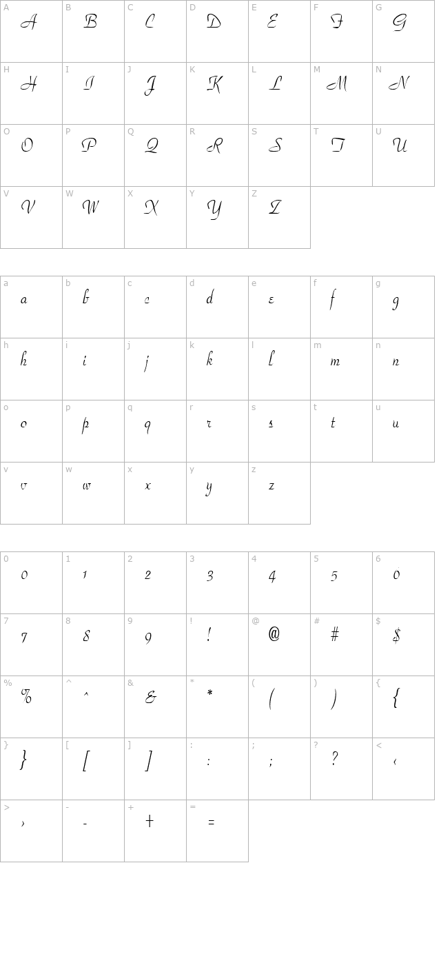 ParkplaceNarrow Regular character map