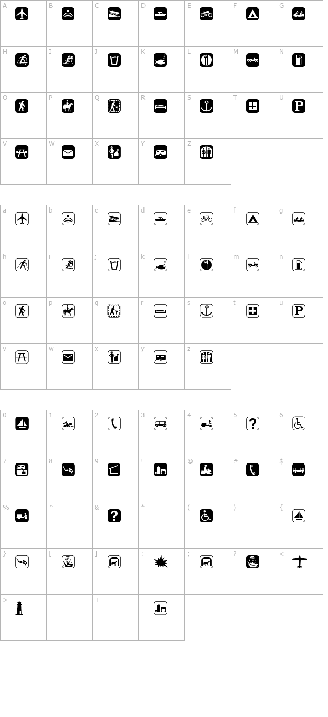 parksymbol-regular character map