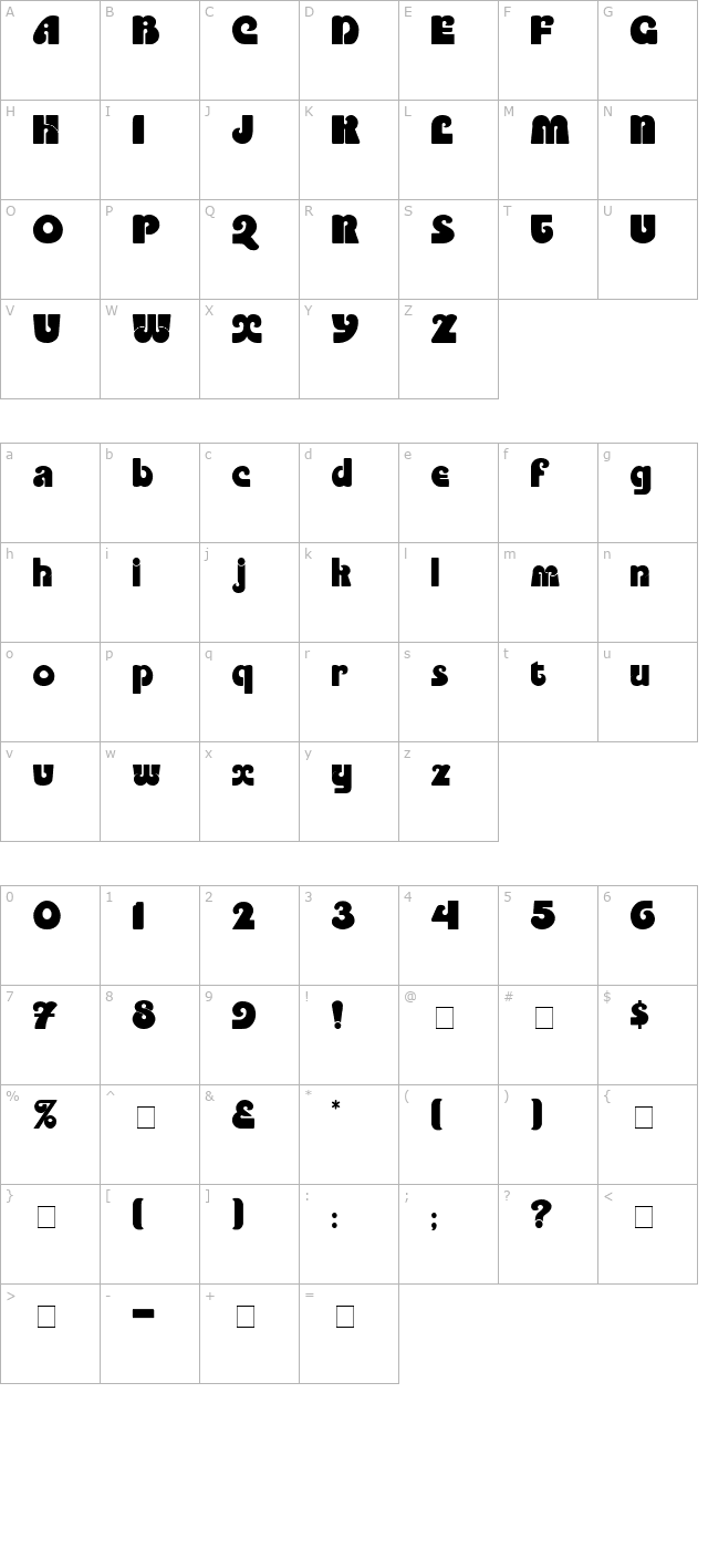 Partite Display SSi character map