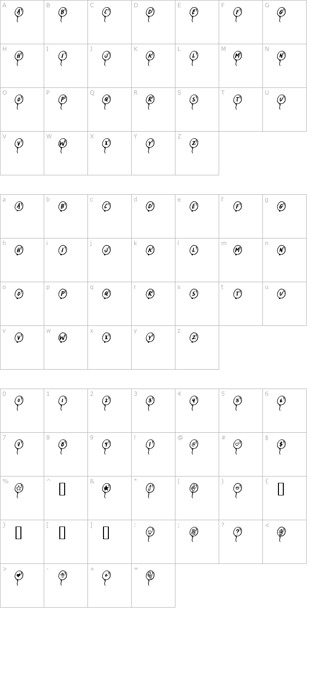 party-balloons character map