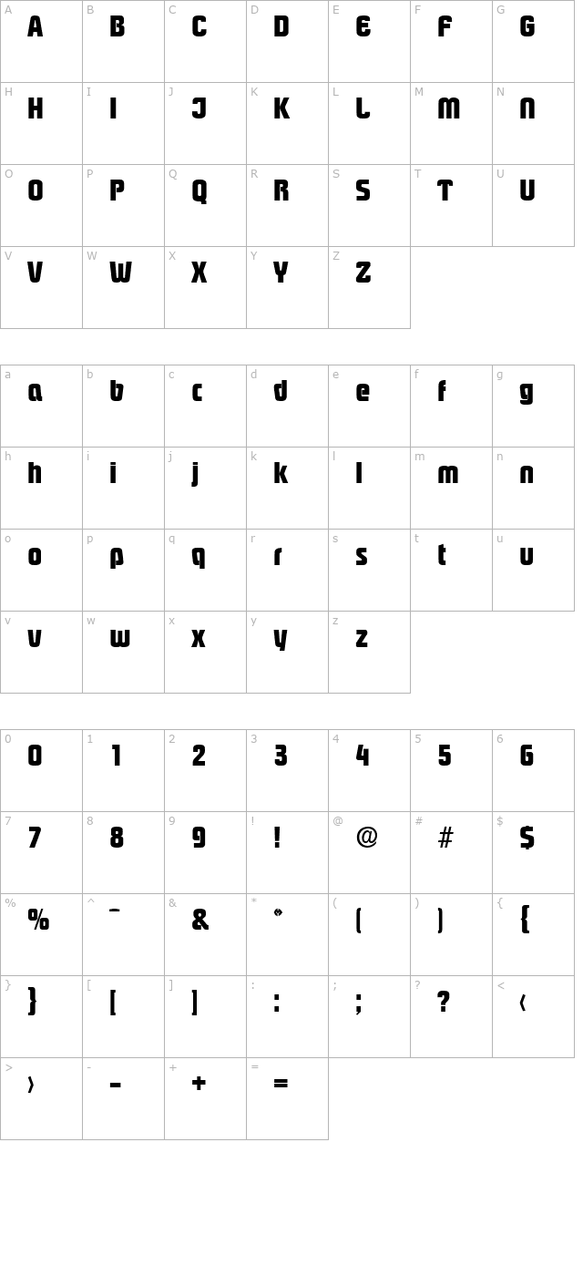 pasadena-serial-extrabold-regular character map