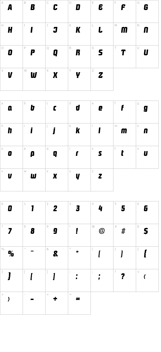 Pasadena-Serial-ExtraBold-RegularItalic character map