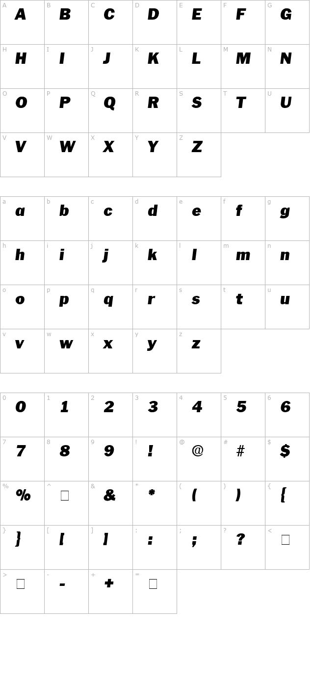 pasch-display-ssi-italic character map