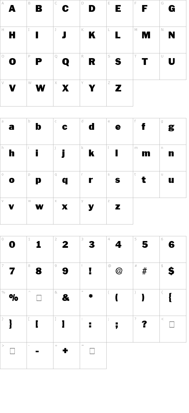 Pasch Display SSi character map