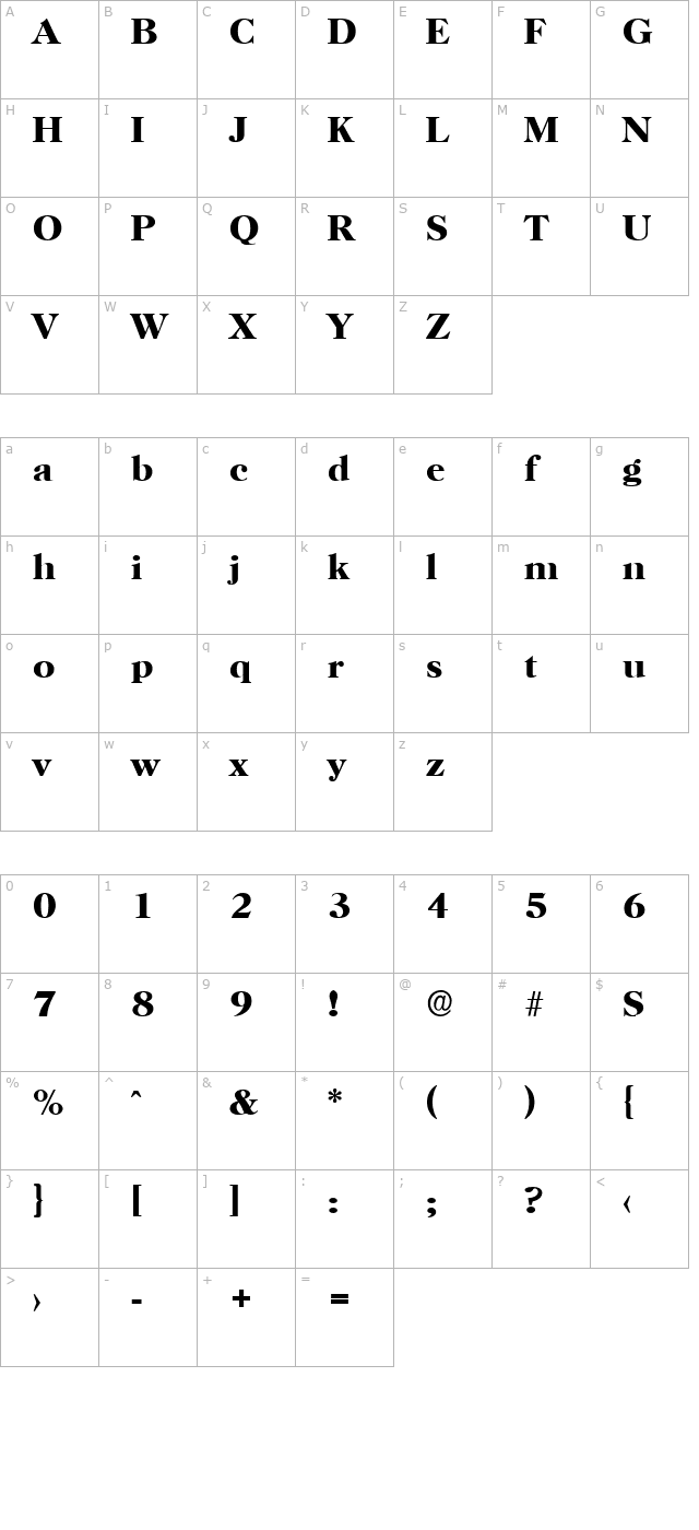 PaulBecker Bold character map