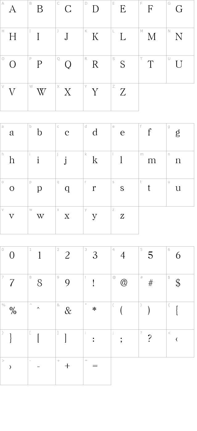 paulbecker-extralight character map