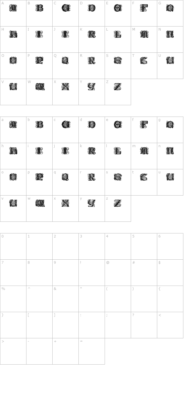 Paulus Franck Initialen OTF character map