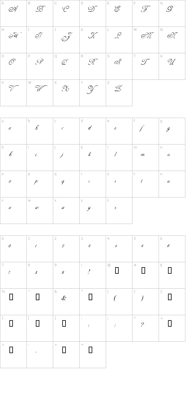 PavillionScriptSSK character map