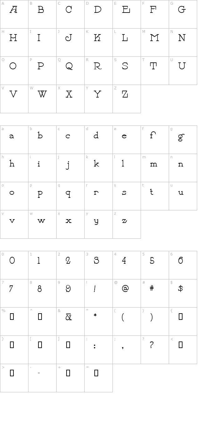 PayzantPen character map