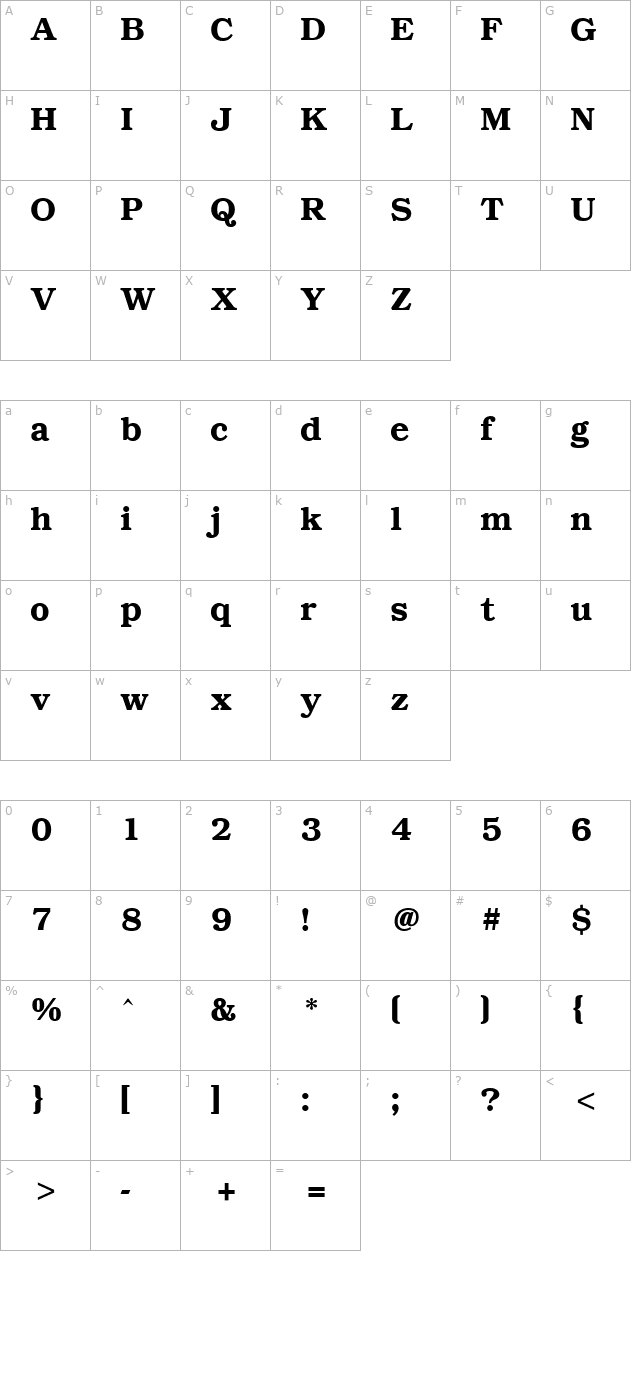 PC Brussels Demi character map