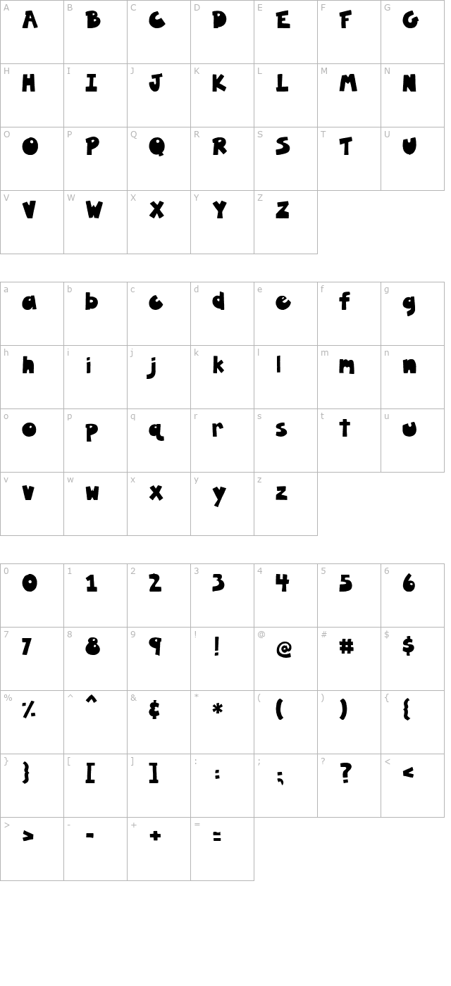 PC Cookie Filling character map