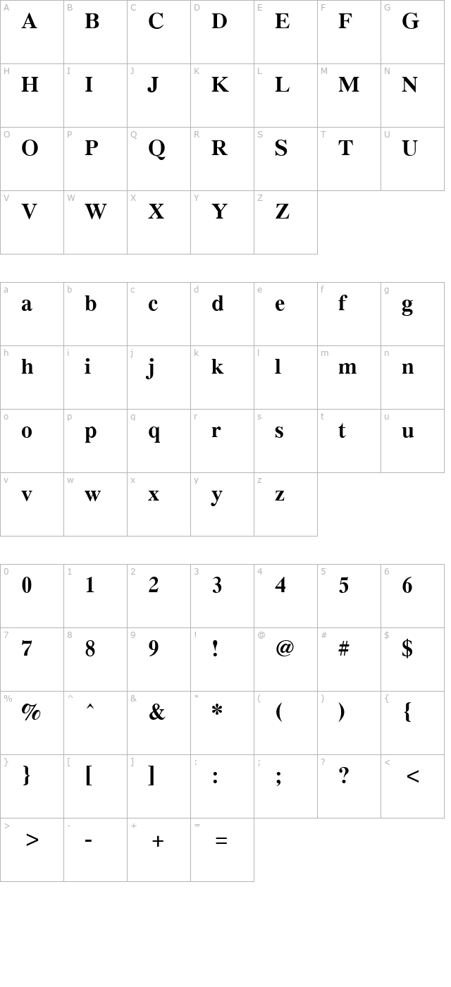 PC Tennessee Bold character map