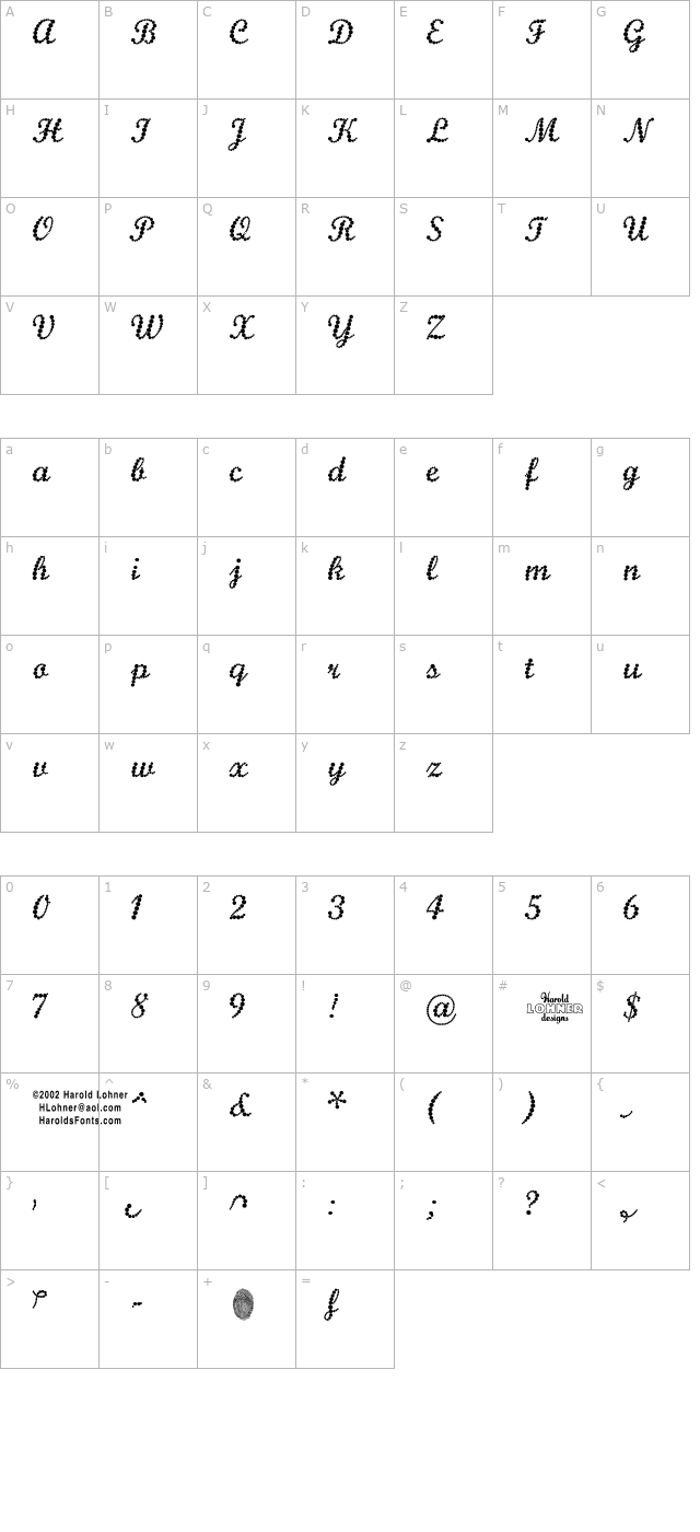 Pearlie character map