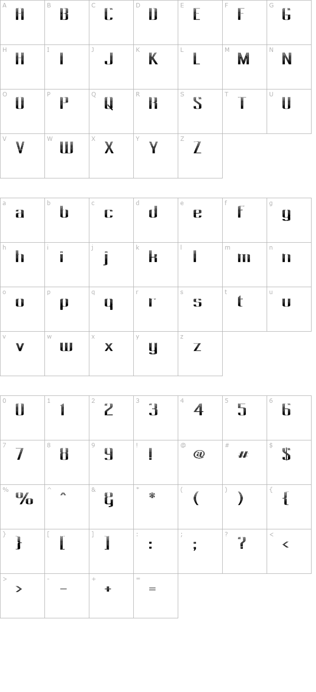 Pecot Lined Jewel character map