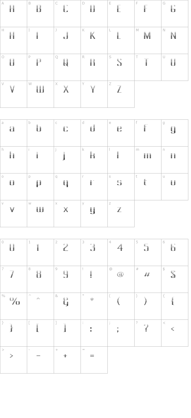 pecot-lined character map