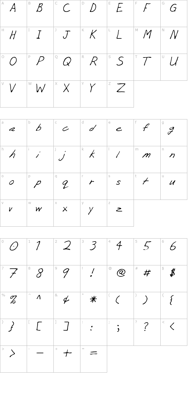 peejay-regular character map