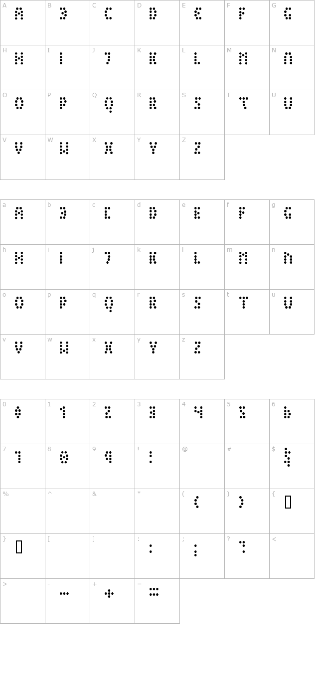 peex-extralight character map