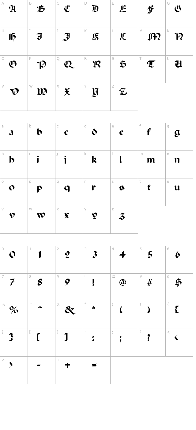 penchant character map