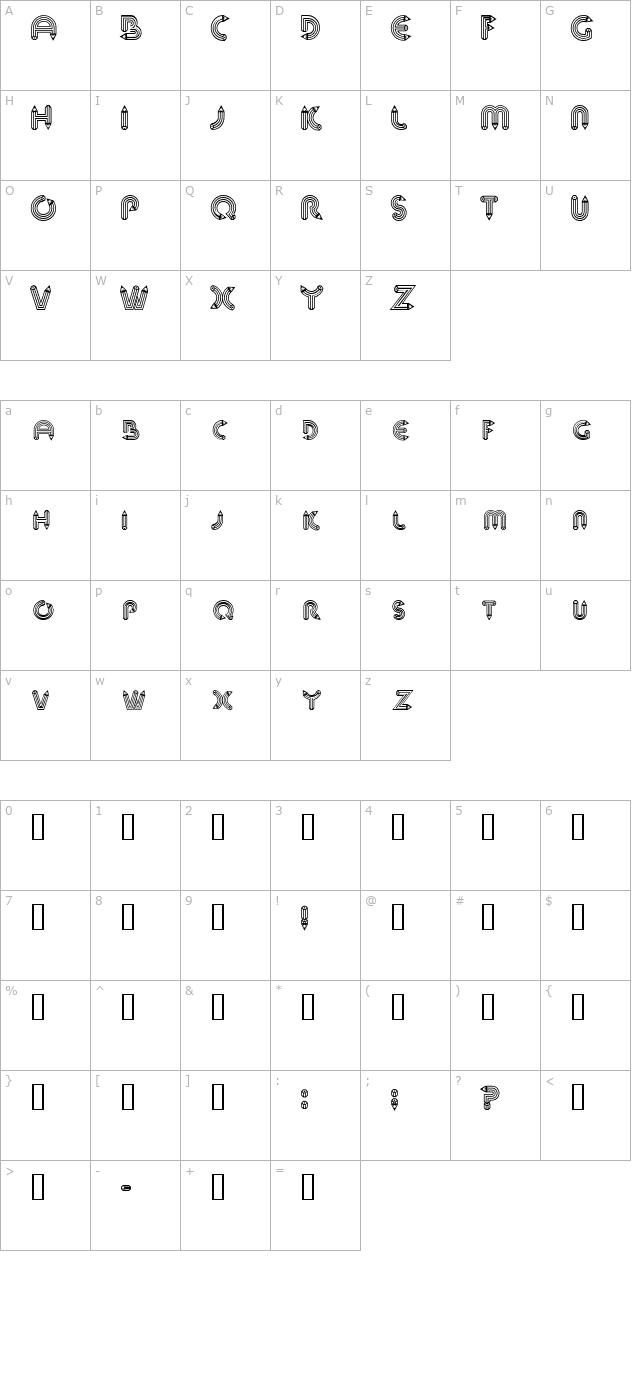 pencil-caps character map