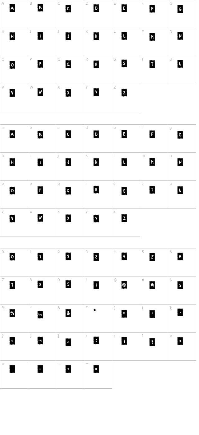 pencilbox character map