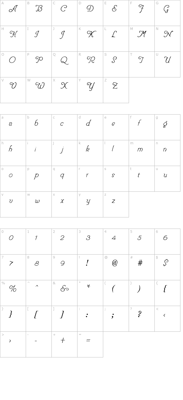 PenTip Regular character map