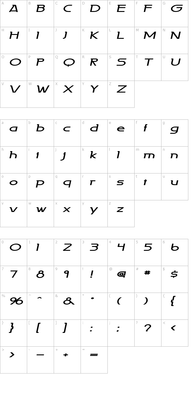 persia-extended-bold-italic character map