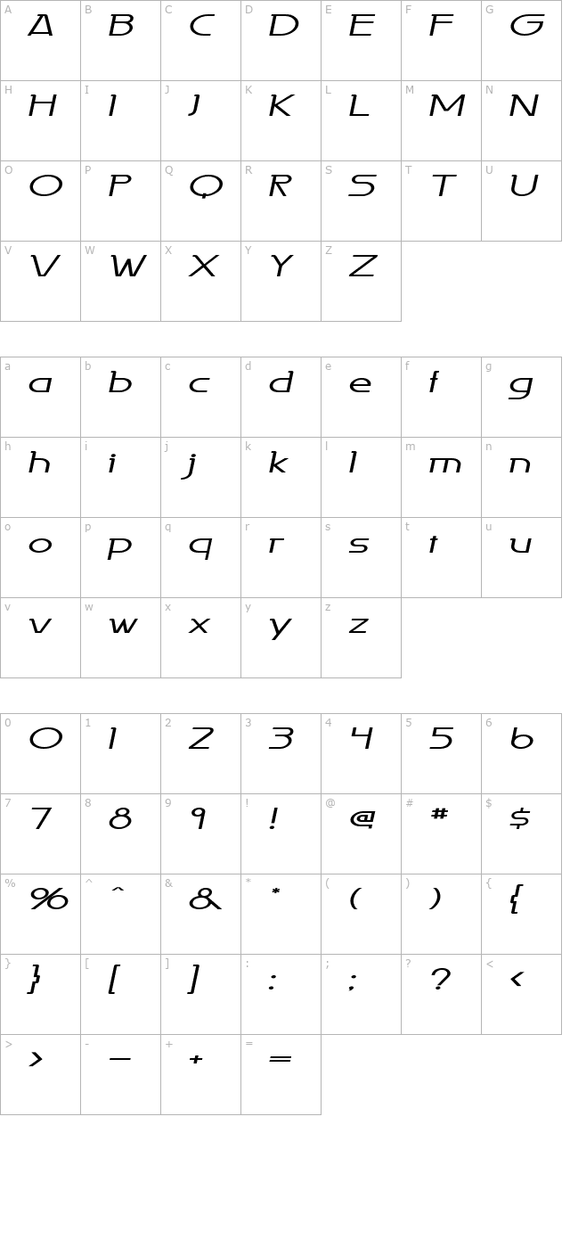 persia-extended-italic character map