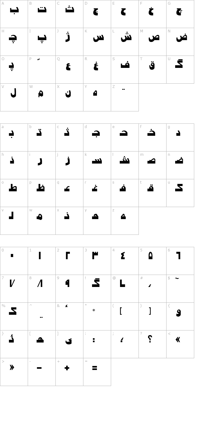 PersianUltra character map